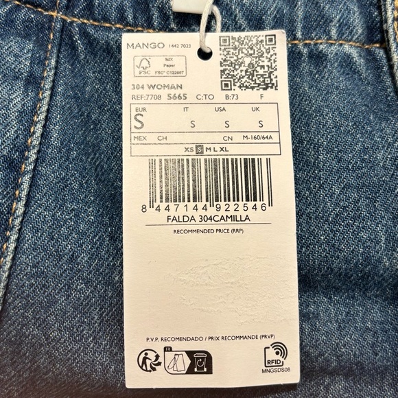 MNG MANGO SZ S Denim A-Line Midi High Waisted Skirt NEW WITH TAGS - Picture 7 of 11